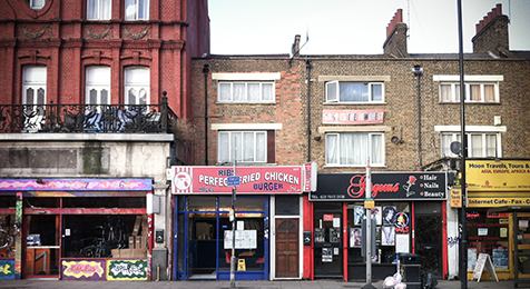 Oh for the wings... A fried chicken shop on Hackney Road. Photograph: Marcel Oosterwijk (Creative Commons)