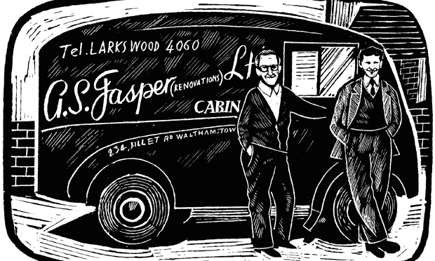 Man with a van: A.S. Jasper illustrated in happier times. Image: Spitalfields Life Books