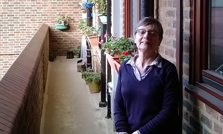 Gateless: Ann Courington outside her flat. Photograph: Benjamin Mortimer