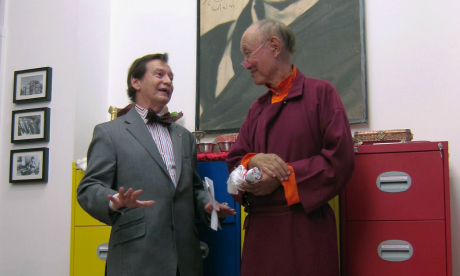 Riki Hyde-Chambers and Lama Chime Rinpoche at the new offices of the Tibet Society
