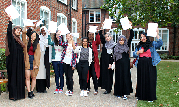 Pupils at Clapton Girls' Academy celebrate