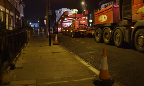 Electricity vehicle stretching the length of Hillstowe Street Photo: Kriss Lee
