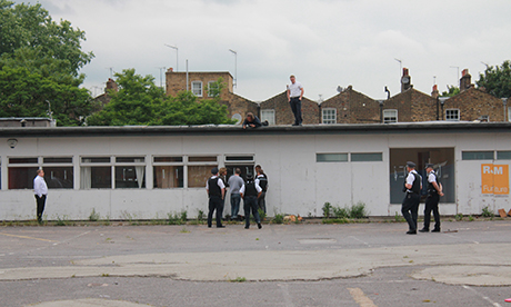Police at the Gainsborough Car Wash site. 