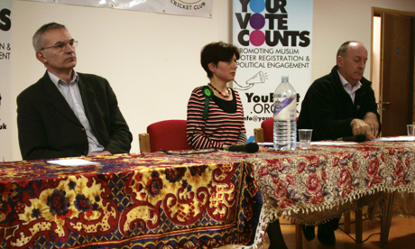 Mayoral hustings Hackney North 2 May 2010 Hackney mayoral candidates Andrew Boff, Mischa Borris and Jules Pipe © 2010 Citizen Media