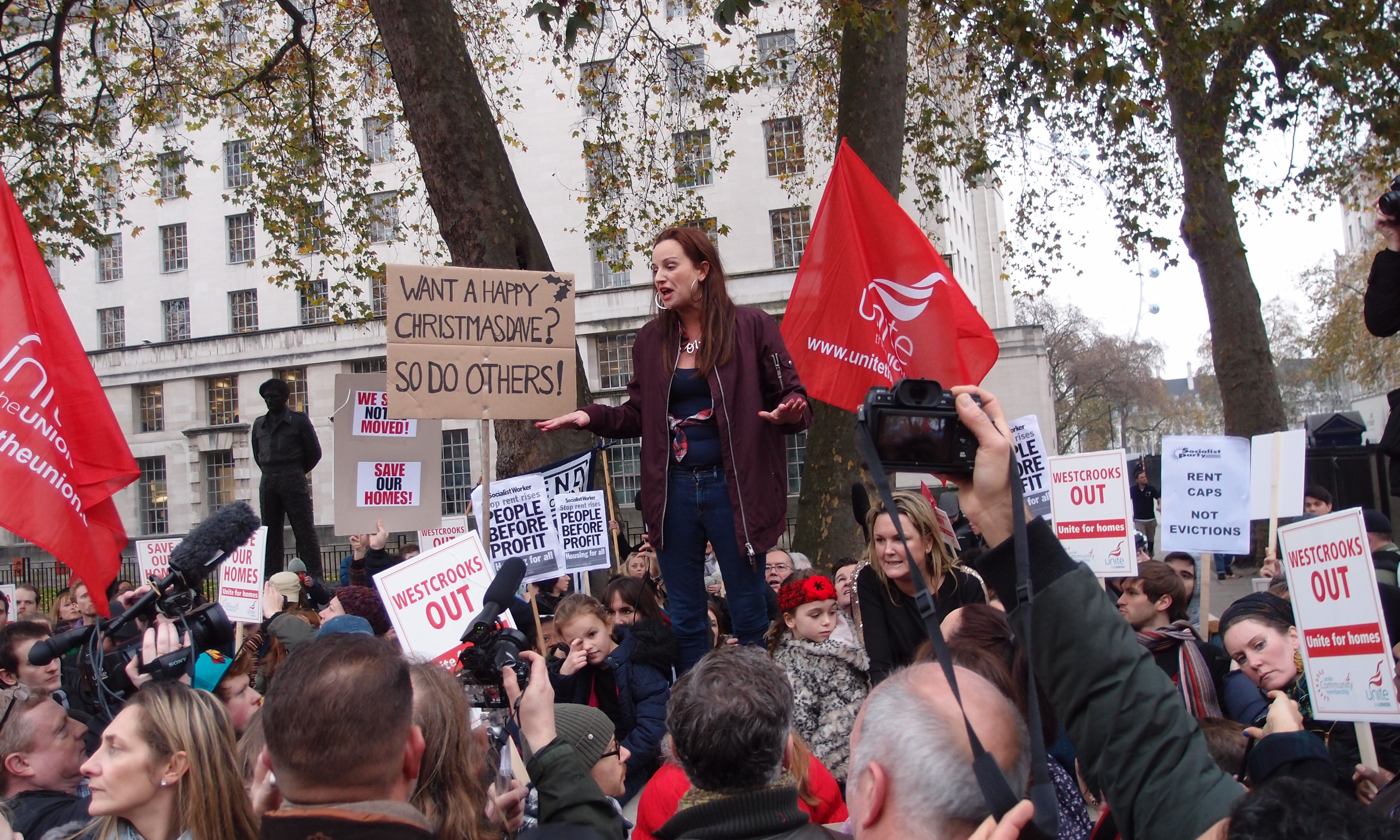 Lindsey Garrett addresses the crowd at the New Era protest march. Photograph: Glenn McMahon