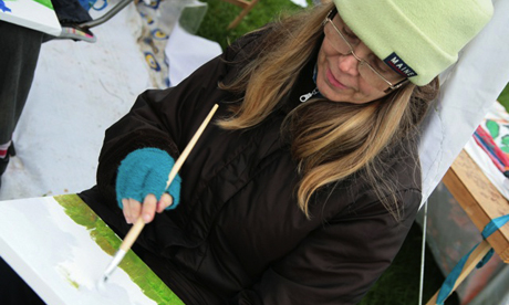 Artists created works for the exhibition as part of a day of action on the Marshes last year. Photograph: Save Lea Marshes