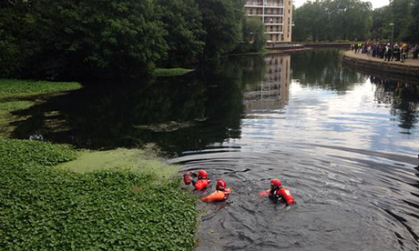 Marine team seraches the canal. Photograph: @giladmcateer
