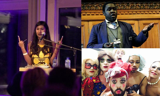 Left: Ash Sarkar. Photograph: Twitter | Top-right: Ife Grillo. Photograph: Annabel Moeller | Bottom-right: The LipSinkers. Photograph: Twitter