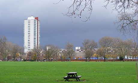 View of former Downsview Primary School site and Seaton Point tower on the left. Photograph: Sludge G (Creative Commons)