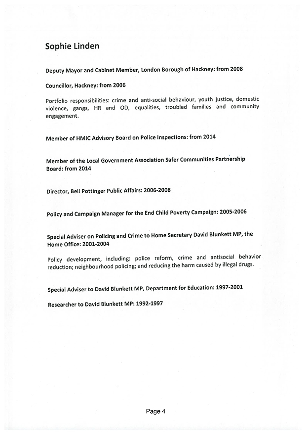 Sophie Linden CV