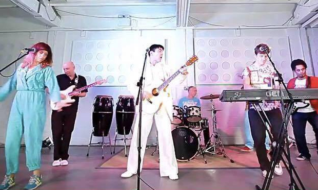 Speaking in Tongues perform Burning Down The House on YouTube