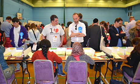 Votes being counted.