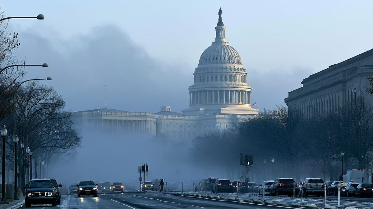 washington dc on a foggy day