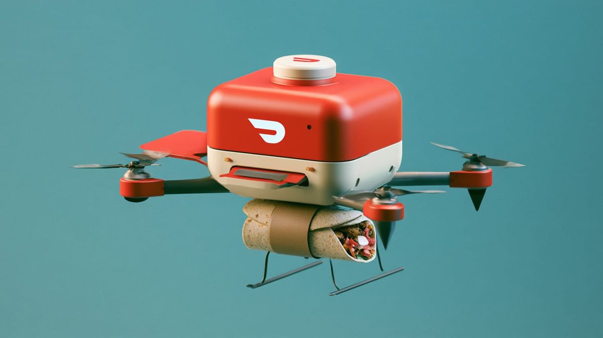image of drone delivering burrito