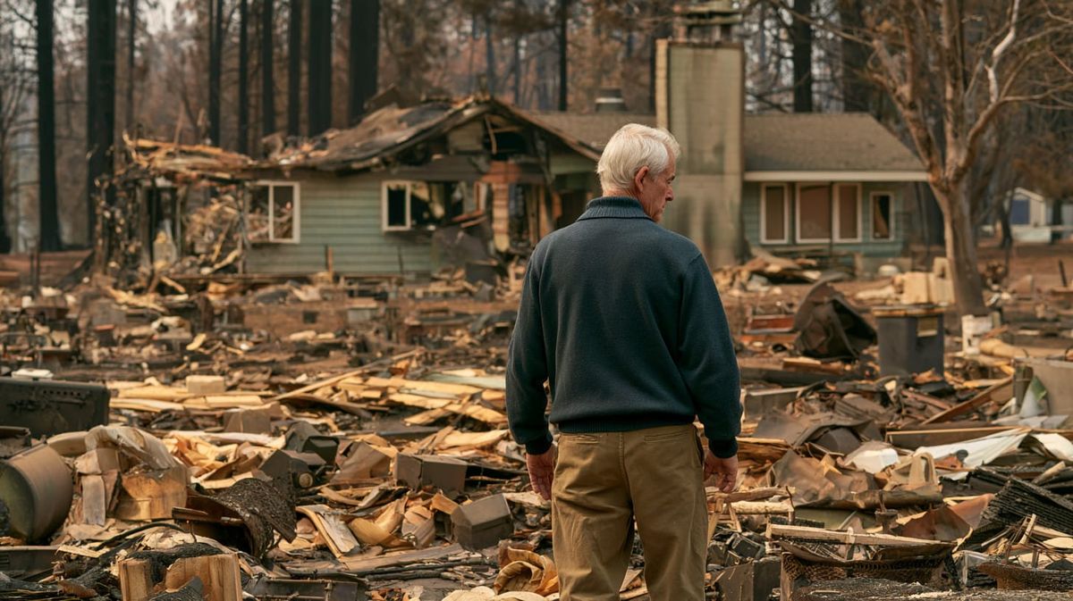 image of a homeowner examining storm damag