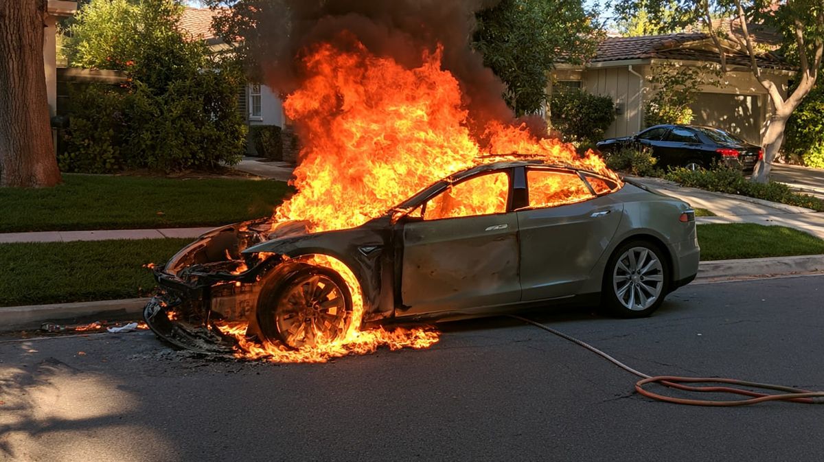 image of a car in flames