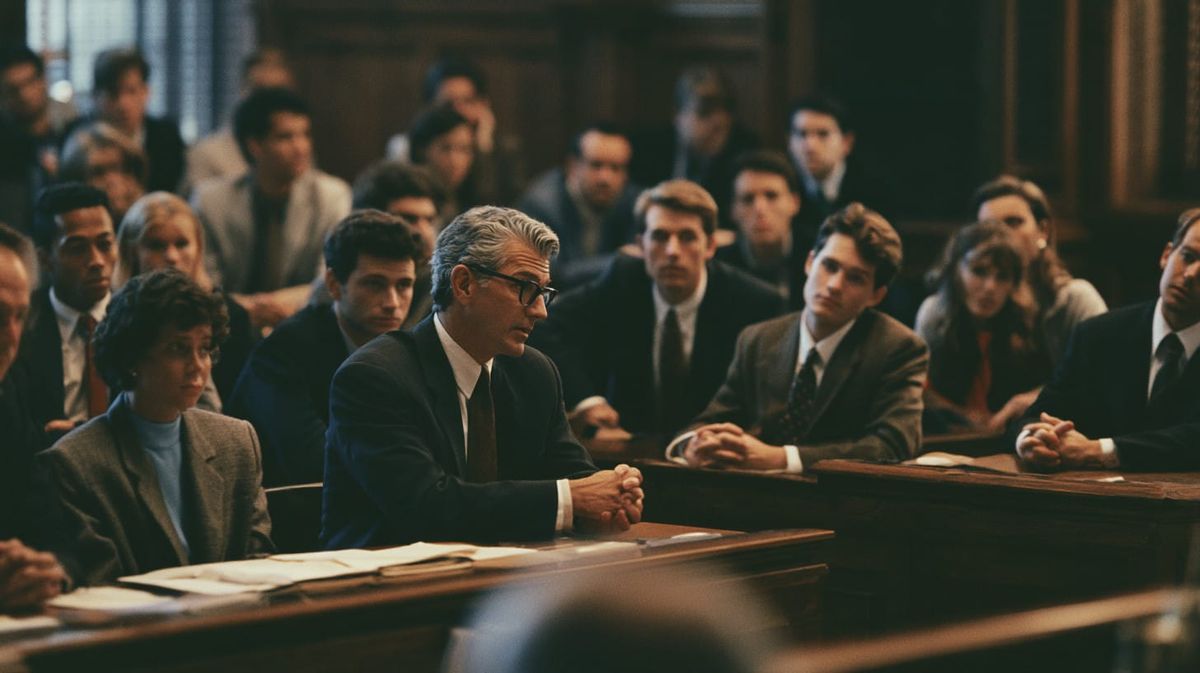 young jurors listen to a corporate lawyer