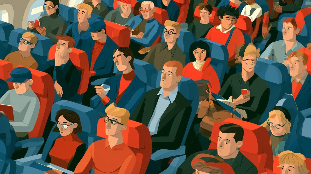 image of a crowded airplane