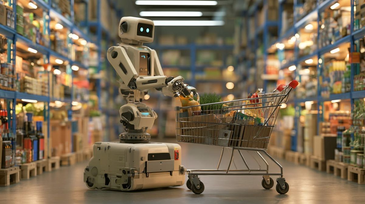image of a robot shopping