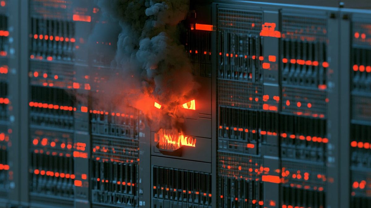 Image of an angry-looking computer rack