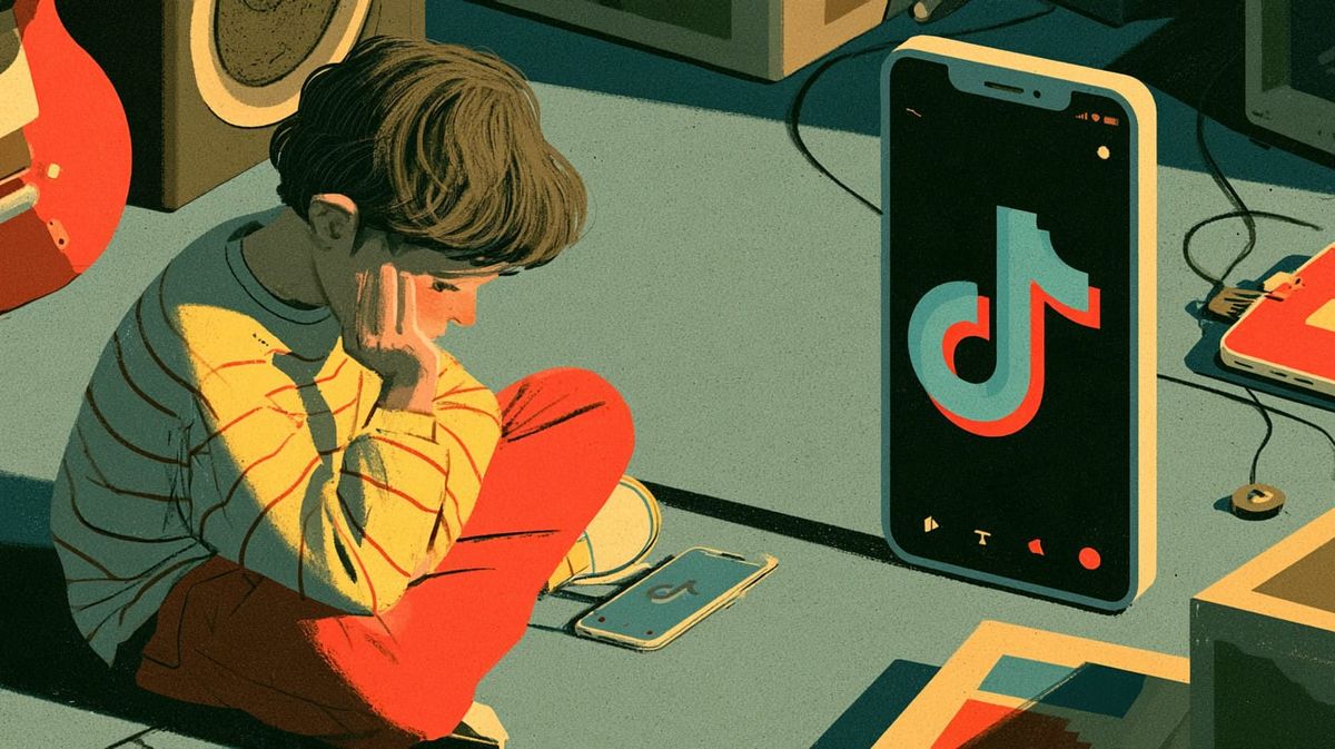 image shows child watching TikTok