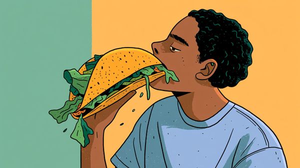 image of a man eating a taco