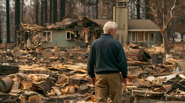 image of a homeowner examining storm damag