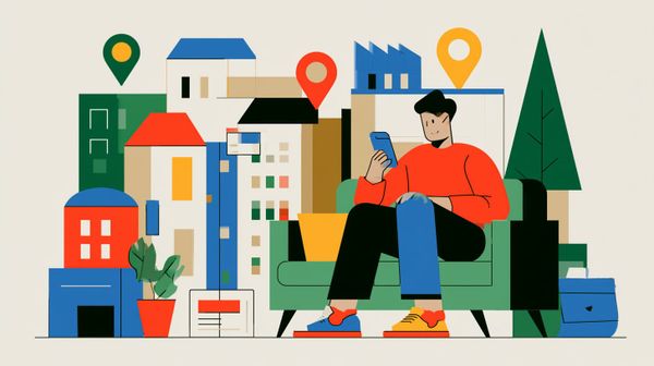 image shows a consumer looking at online apartment listings