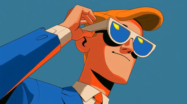 cartoon of a man wearing Meta glasses