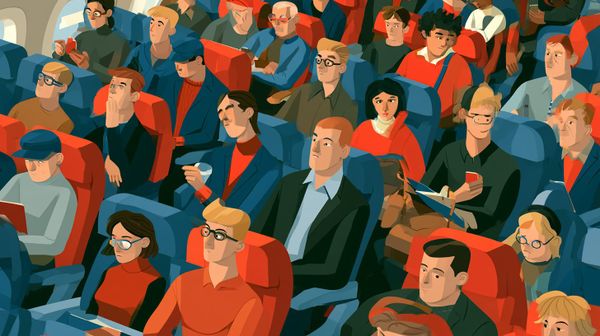 image of a crowded airplane