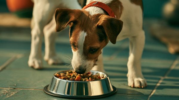 image of dog eating from bowl