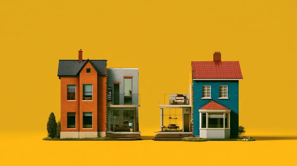 image shows house being split in half
