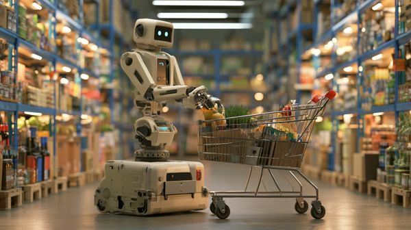 image of a robot shopping