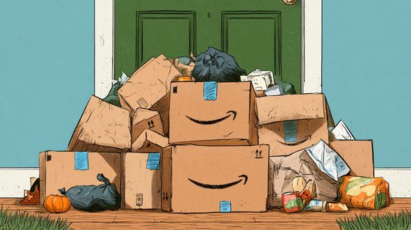 image shows pile of Amazon groceries