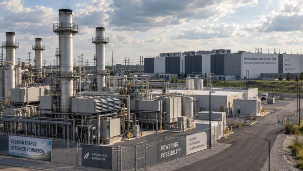 Image of a gas generating plant next to a data center