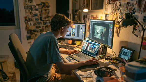 image of a teen working online