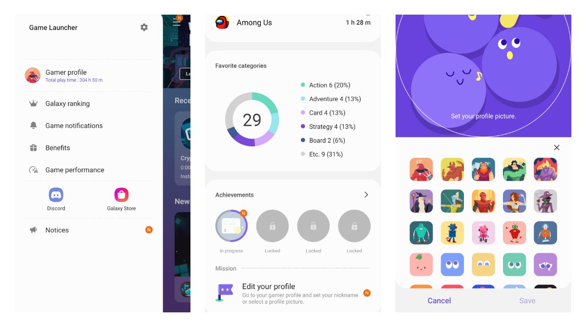 Samsung Gamer Profile on Android