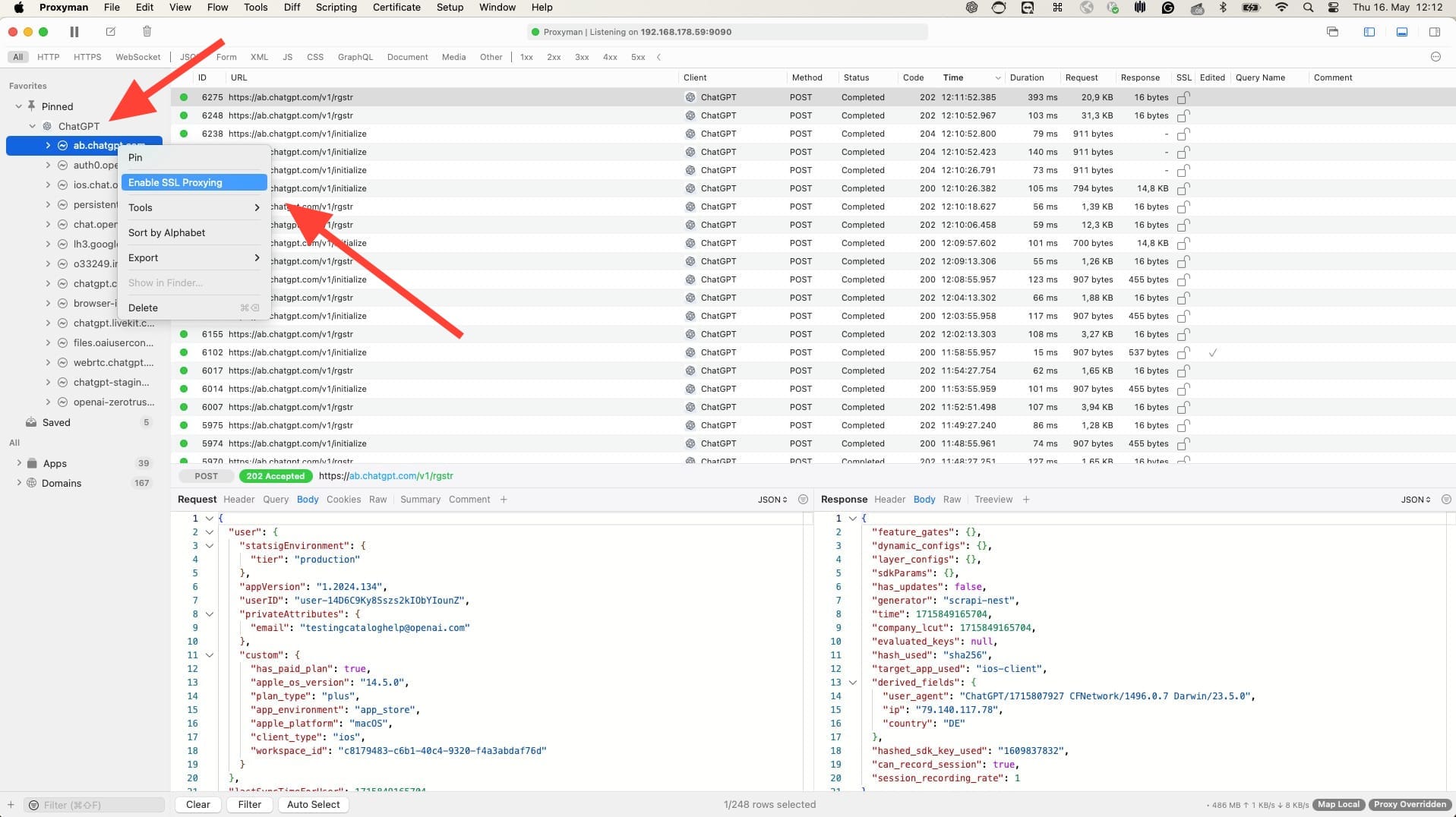 Enabling SSL Proxy on Proxyman