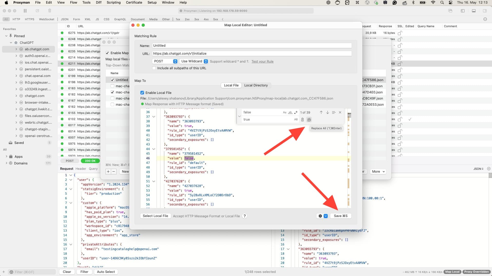 Overriding flag values on Proxyman