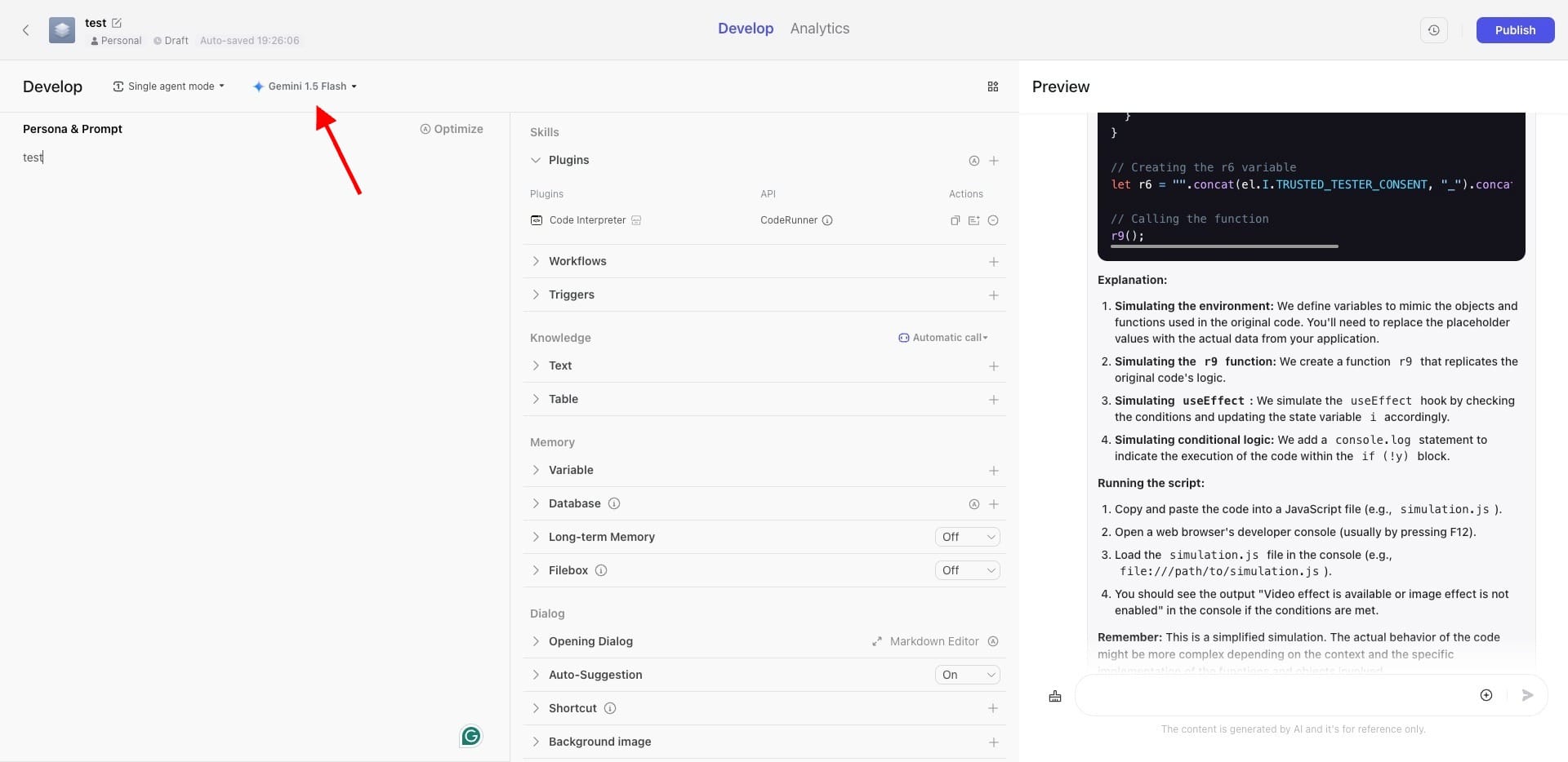 A new Gemini Flash being available on Coze
