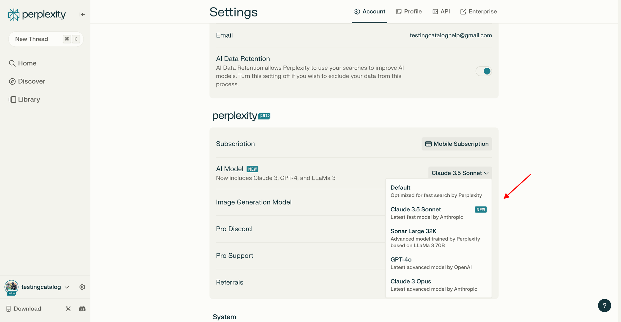 Claude 3.5 Sonnet on Perplexity