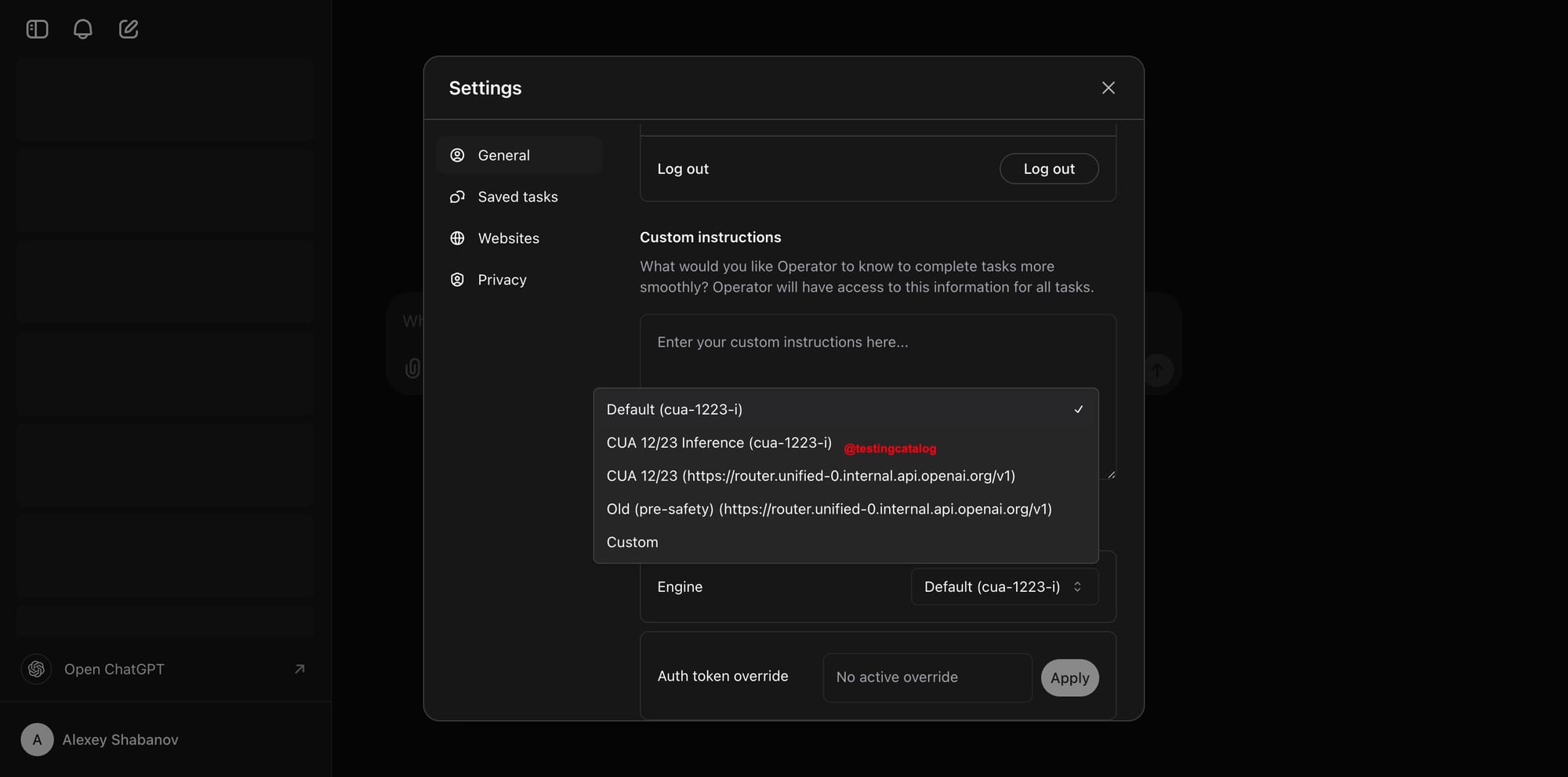 Operator hidden models