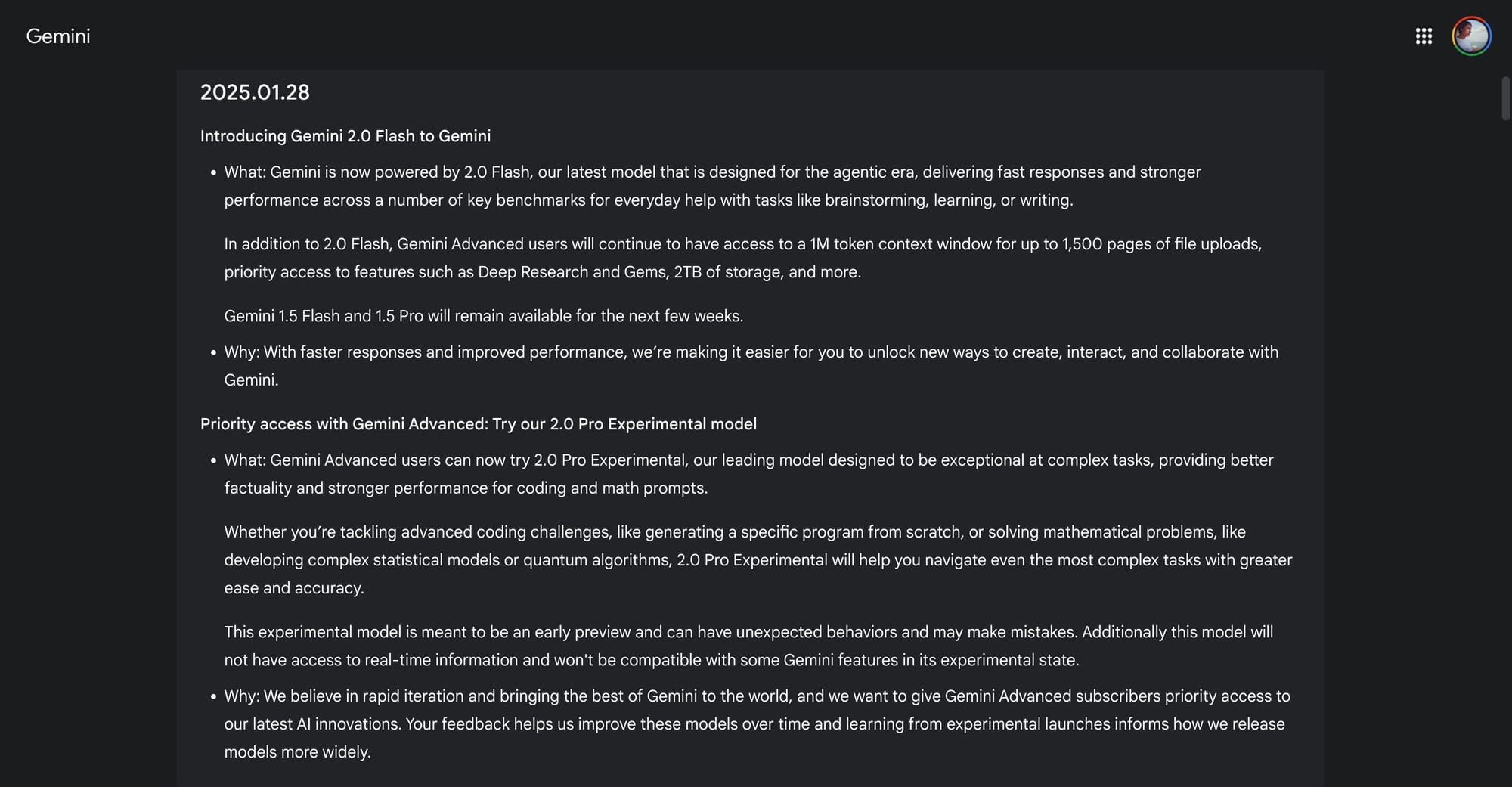 Reverted Gemini 2.0 Pro changelog