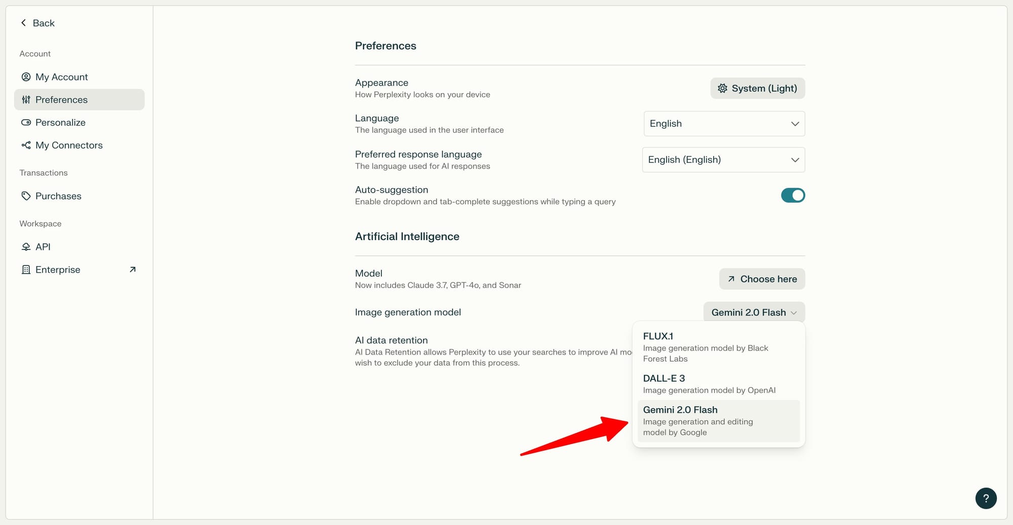 Native image generation on Perplexity