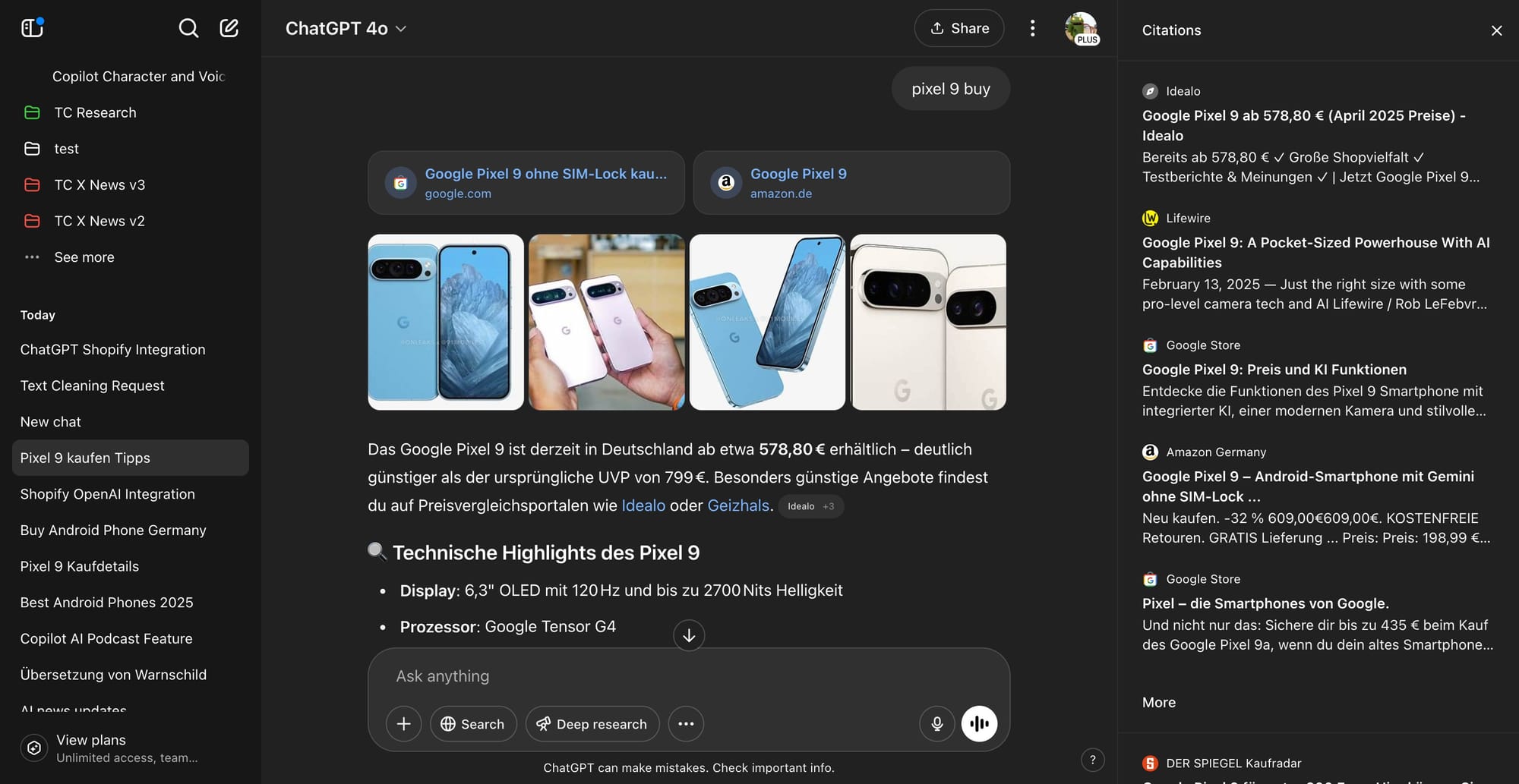 Current shopping experience on ChatGPT