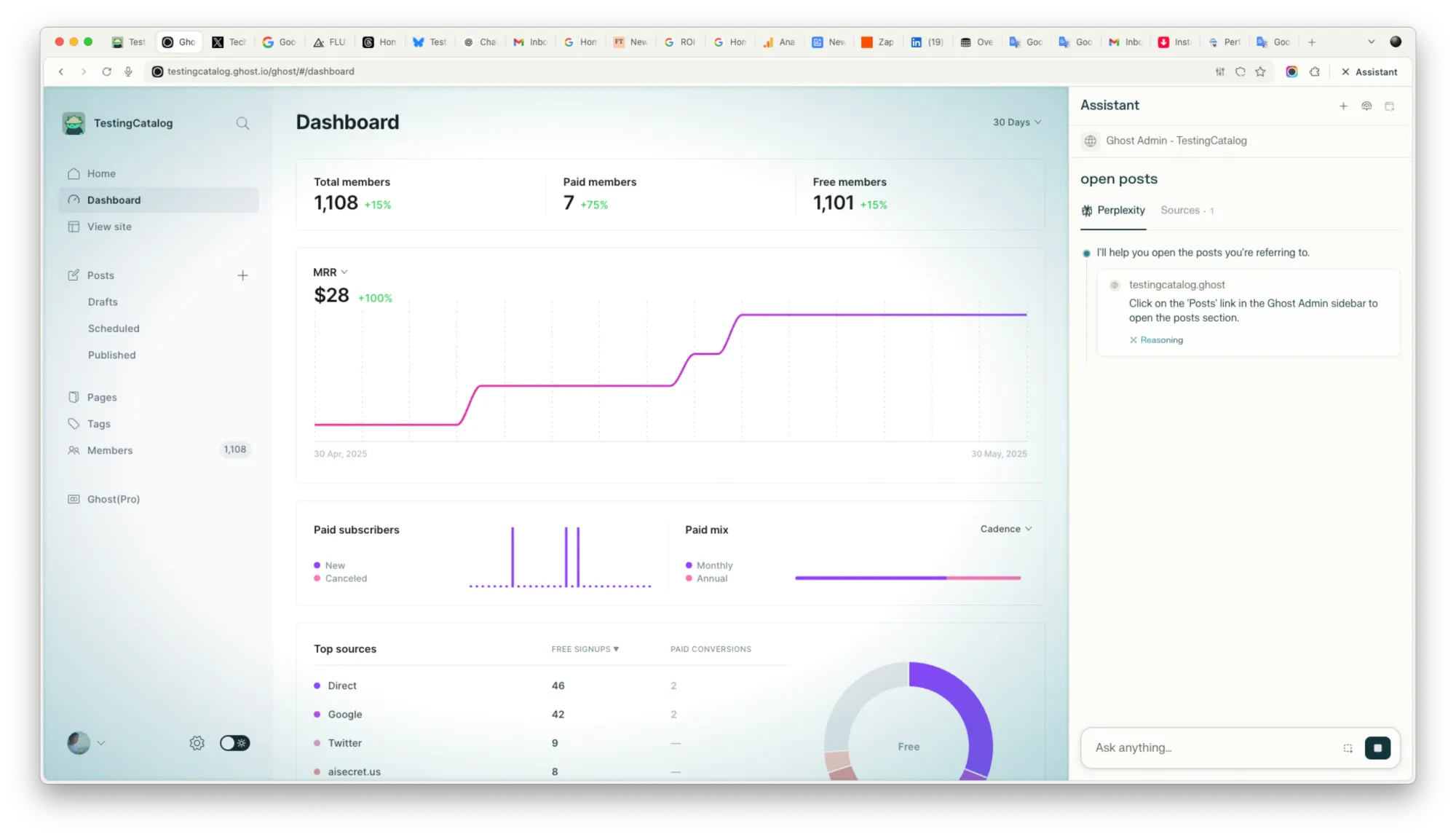 Comet browser operates a web page