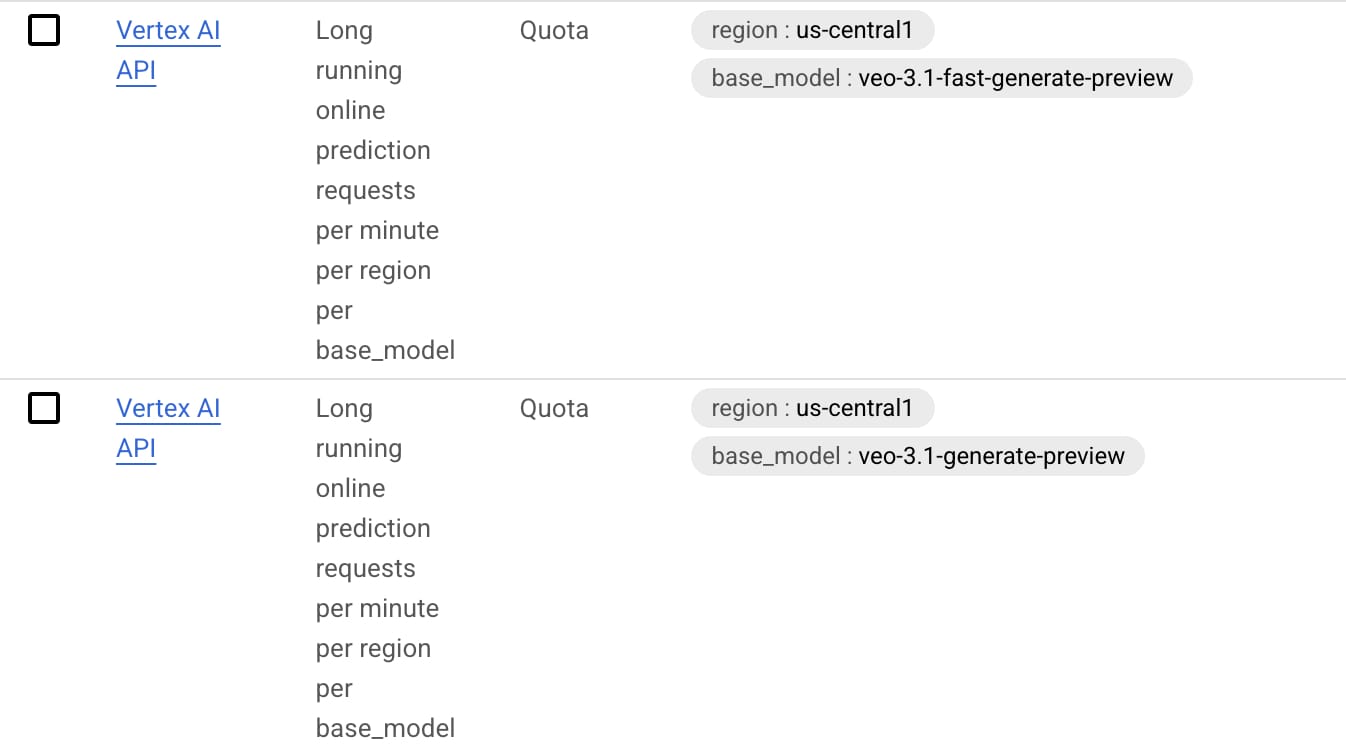Veo 3.1 mention on Vertex AI
