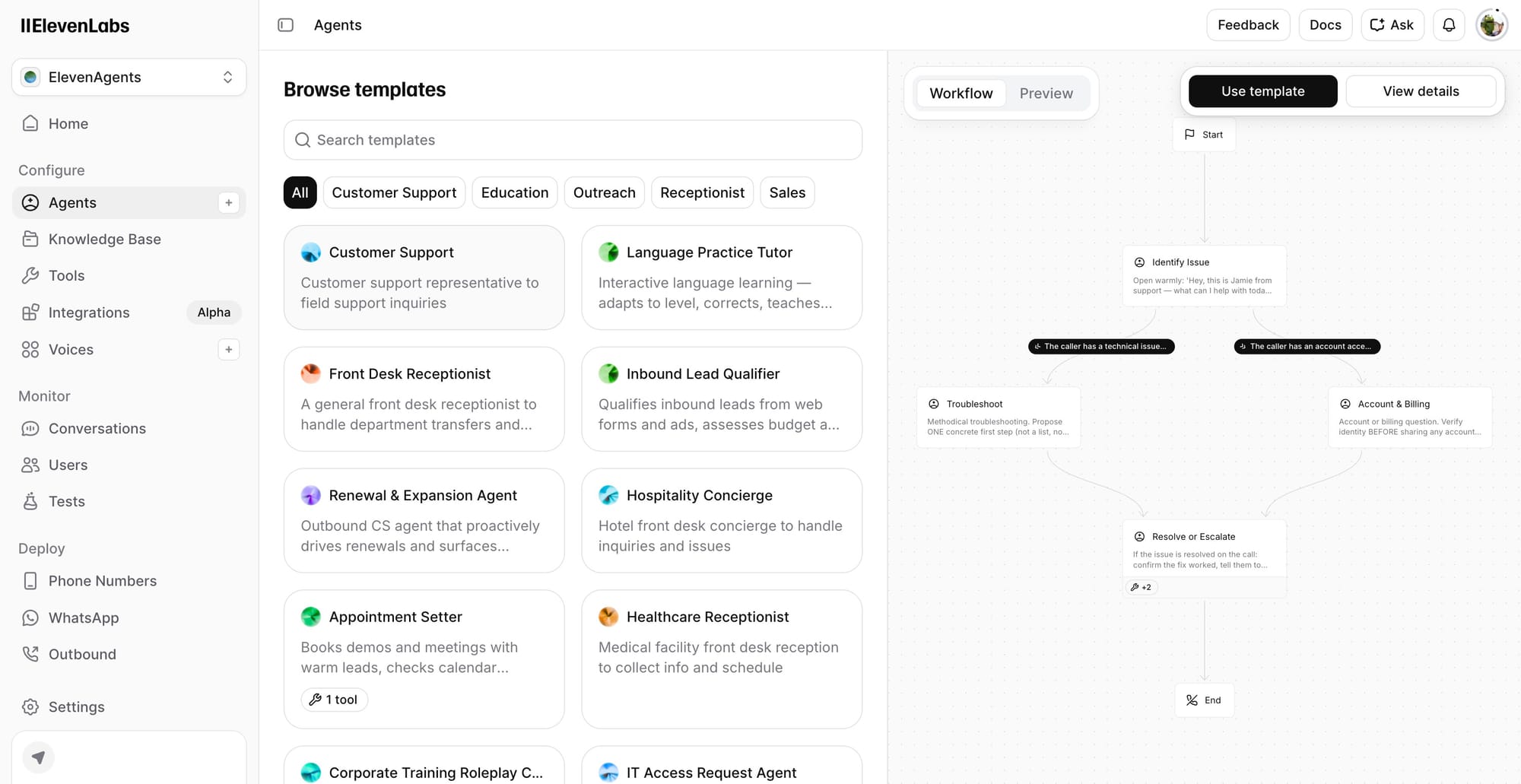 ElevenLabs Launches Agent Templates