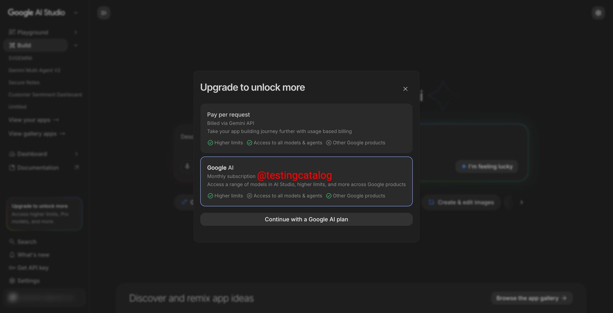 Google Tests Gemini Subs for AI Studio
