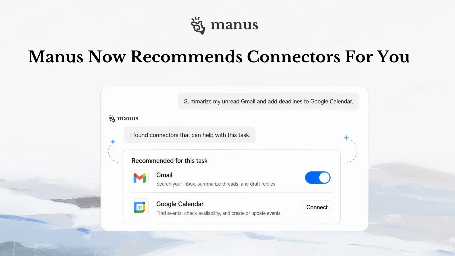 Manus Adds Task-Based Connector Suggestions